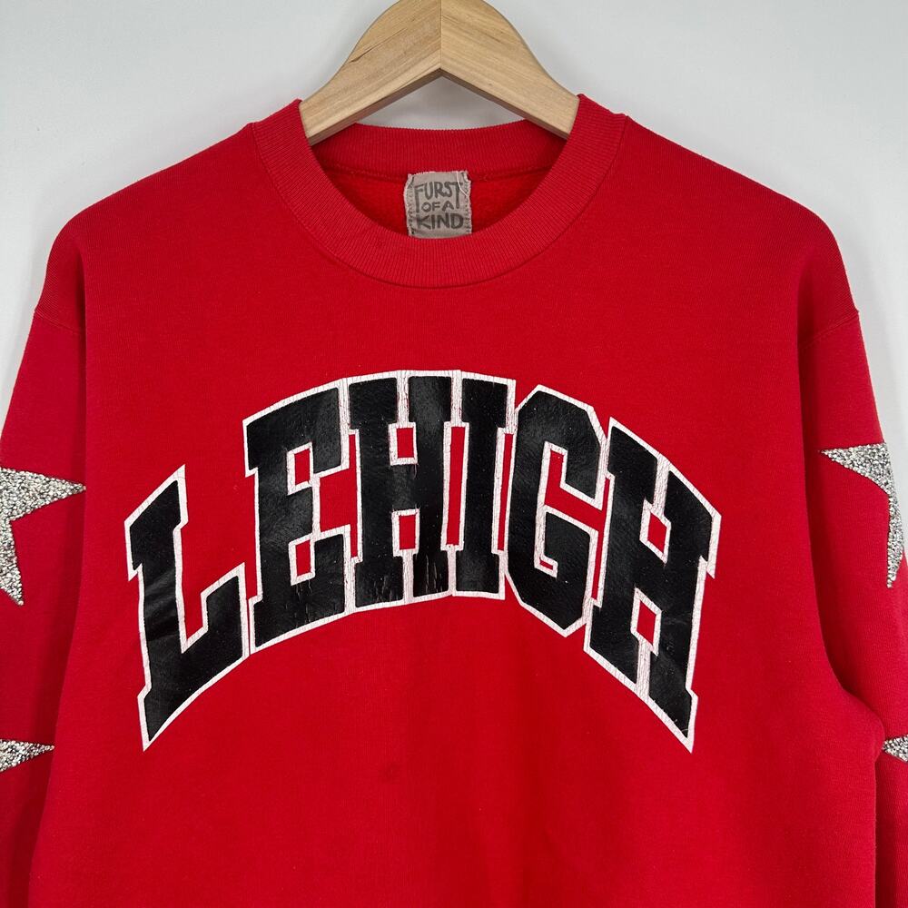 Furst of a Kind Lehigh University Sweatshirt Vintage Reworked Oversized Red - Picture 3 of 10